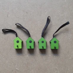 Hänge Fågelholk grön, 4-pack