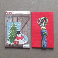 Julstrumpa mini Snögubbe, broderikit