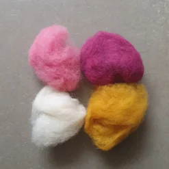 Ulltussar, rosa/cerise/senap/vit