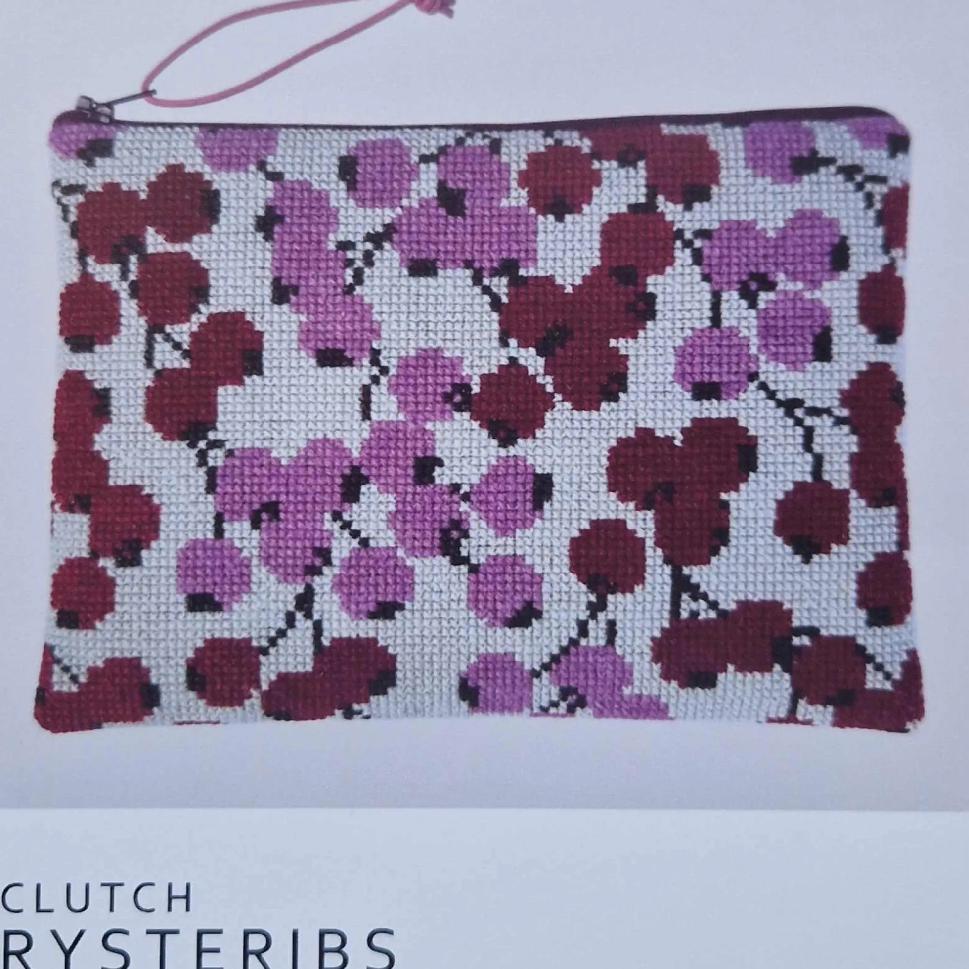 Vinbär, broderikit börs